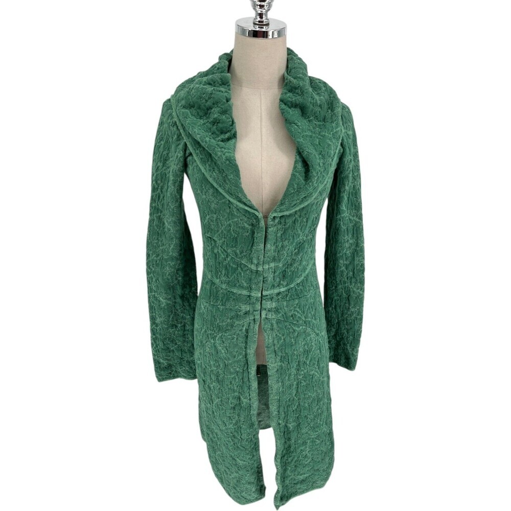 Transit Par-Such Long Cardigan Women's Size 3 Green Textured Lagenlook